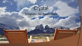  Presentation with chile patagonia - PPT theme consisting of comfortable wooden chair - chaise lounges background and a light blue colored foreground