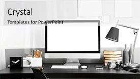  Presentation with workplace - Presentation theme with comfortable workplace with modern computer background and a white colored foreground