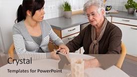  Presentation with bereavement - Beautiful PPT theme featuring comforting a widow after death backdrop and a coral colored foreground