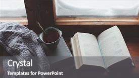  Presentation with winter weather - PPT theme with comfy winter concept book background and a gray colored foreground