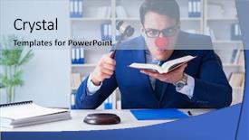  Presentation with lawyer - Cool new presentation theme with comic book - lawyer working in his office backdrop and a light blue colored foreground