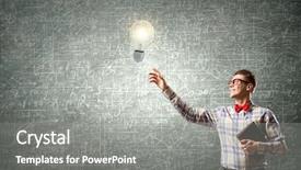  Presentation with one young man exercising handball - Slides with comic book - young funny science man background and a gray colored foreground