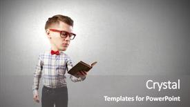  Presentation with science - Beautiful theme featuring comic book - young funny science man backdrop and a gray colored foreground