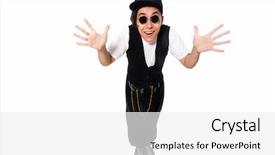  Presentation with tribal dancing - Audience pleasing presentation consisting of comic pop art - funny young man dancing isolated backdrop and a white colored foreground