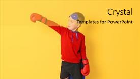  Presentation with occasion color india festival - Colorful presentation theme enhanced with cute boy in superhero costume backdrop and a yellow colored foreground