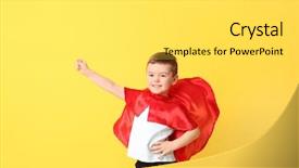  Presentation with superhero - Theme featuring hreo comics theme - cute boy in superhero costume background and a light gray colored foreground