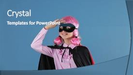  Presentation with superhero - Slides enhanced with fun cartoon school - cute girl as superhero background and a teal colored foreground