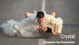  Presentation with passion - Amazing PPT layouts having sexy passion between bride and groom on countryside road backdrop and a gray colored foreground
