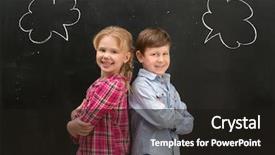  Presentation with kids room children smile - PPT theme enhanced with two little smiling children standing background and a black colored foreground