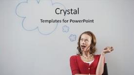  Presentation with whiteboard - Presentation theme enhanced with action cartoon - woman sitting in front background and a light gray colored foreground