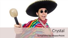  Presentation with mexican - Amazing PPT theme having comical sun - funny mexican wearing poncho isolated backdrop and a  colored foreground