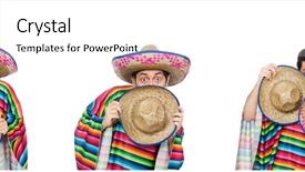  Presentation with mexican - Audience pleasing PPT theme consisting of comical sun - funny mexican wearing poncho isolated backdrop and a  colored foreground