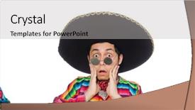  Presentation with mexican - Colorful slide set enhanced with comical sun - funny mexican wearing poncho isolated backdrop and a  colored foreground