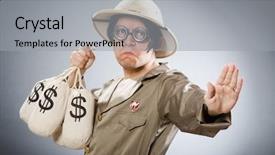  Presentation with safari - Beautiful PPT theme featuring comical sun - funny safari traveller in travelling backdrop and a  colored foreground