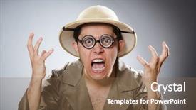  Presentation with safari - Slide set featuring comical sun - funny safari traveller in travelling background and a  colored foreground