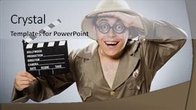  Presentation with safari - Slide set with comical sun - funny safari traveller in travelling background and a light gray colored foreground