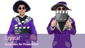  Presentation with music man in suit guitar - Theme featuring comical sun - man in funny clothing holding background and a violet colored foreground