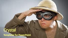  Presentation with kids in kenya safari - Slide set consisting of comical sun - man wearing safari hat background and a tawny brown colored foreground