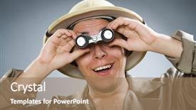  Presentation with safari - Slide set featuring comical sun - man wearing safari hat background and a  colored foreground