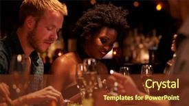  Presentation with restaurant - Amazing presentation theme having comida americana - group of friends enjoying meal backdrop and a tawny brown colored foreground