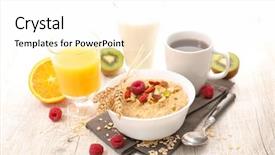  Presentation with healthy breakfast - Slide set enhanced with comida americana - healthy breakfast background and a white colored foreground