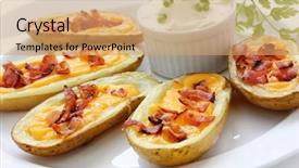  Presentation with appetizer - Amazing slides having comida americana - potato skins casual dining appetizer backdrop and a coral colored foreground