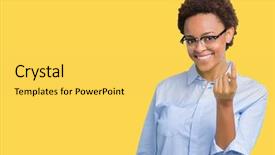  Presentation with african american in business - Cool new slide set with coming attraction - young beautiful african american business backdrop and a yellow colored foreground