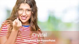  Presentation with hero mask woman - Beautiful presentation design featuring coming attraction - young beautiful woman wearing glasses backdrop and a coral colored foreground