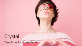  Presentation with true love - Beautiful presentation theme featuring coming attraction - young pretty woman smiling backdrop and a lemonade colored foreground