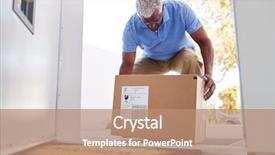  Presentation with man door - Presentation design with coming back to home delivery background and a coral colored foreground