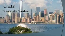  Presentation with ocean trade - Beautiful presentation design featuring coming from one world trade backdrop and a light blue colored foreground