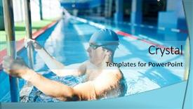  Presentation with pool side - Presentation featuring coming out of indoor pool background and a light blue colored foreground