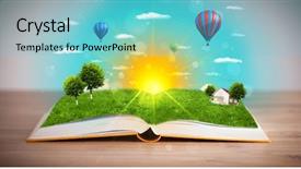  Presentation with green earth world globe map - Slides featuring coming out of its pages background and a  colored foreground