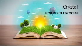  Presentation with green nature - Beautiful presentation design featuring coming out of its pages backdrop and a  colored foreground