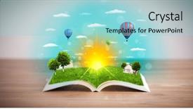  Presentation with green nature - Beautiful slide set featuring coming out of its pages backdrop and a  colored foreground
