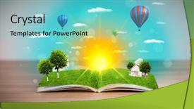  Presentation with open book page - Amazing slide set having fundicion - fried meat with vegetables backdrop and a tawny brown colored foreground