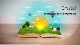  Presentation with green nature - Amazing slide set having coming out of its pages backdrop and a  colored foreground