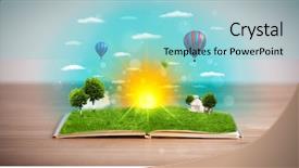  Presentation with green nature - PPT theme with coming out of its pages background and a  colored foreground