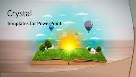  Presentation with green nature - Presentation design enhanced with coming out of its pages background and a  colored foreground