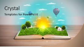  Presentation with green nature - Audience pleasing slide set consisting of coming out of its pages backdrop and a  colored foreground
