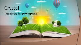  Presentation with green nature - Slide deck featuring coming out of its pages background and a  colored foreground