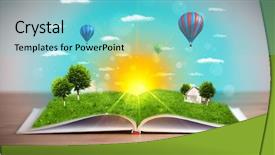  Presentation with green earth world globe map - Amazing presentation theme having coming out of its pages backdrop and a  colored foreground