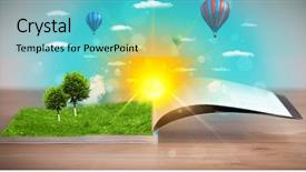  Presentation with green nature - Slides featuring coming out of its pages background and a  colored foreground