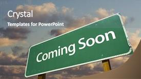  Presentation with coming soon - Colorful theme enhanced with coming soon green road sign backdrop and a gray colored foreground