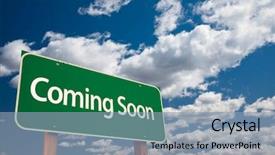  Presentation with coming soon - Theme consisting of coming soon green road sign background and a light blue colored foreground