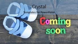  Presentation with coming soon - PPT layouts featuring coming soon word on wooden background and a teal colored foreground