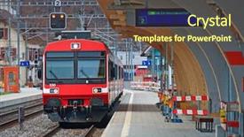  Presentation with switzerland - Beautiful PPT theme featuring coming to interlaken platform station backdrop and a tawny brown colored foreground