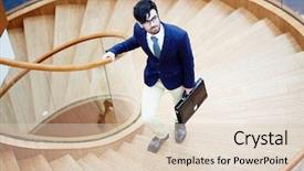  Presentation with modern building - Colorful presentation enhanced with coming top - portrait of modern businessman wearing backdrop and a lemonade colored foreground