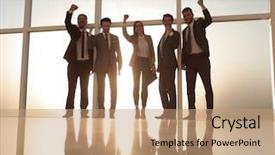  Presentation with focus group hands taking notes - Audience pleasing presentation design consisting of unification - business group holding hands up backdrop and a coral colored foreground