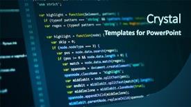  Presentation with computer software - Amazing slide set having command codes - software computer programming code backdrop and a navy blue colored foreground